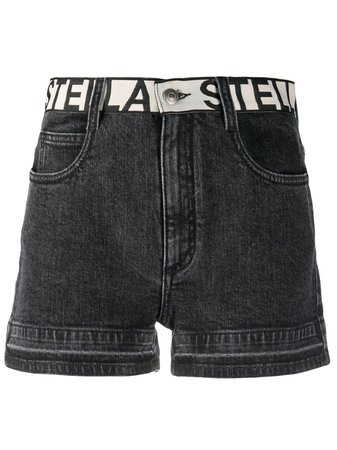 Stella McCartney Contrast Logo Belt Denim Shorts - Farfetch