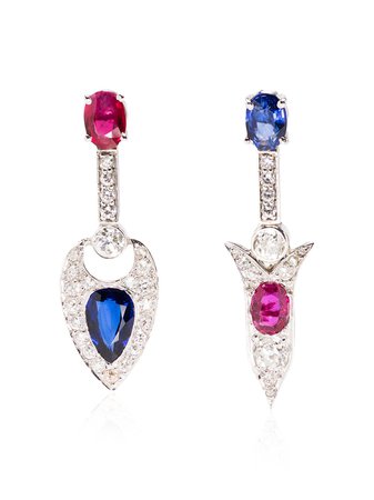 Mindi Mond Ruby And Sapphire Diamond Earrings E0096 Silver | Farfetch