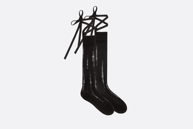 High Socks with Laces Black Cotton | DIOR
