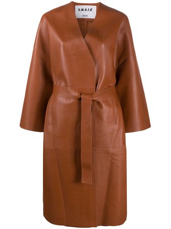 S.W.O.R.D 6.6.44 Belted Leather Coat - Farfetch