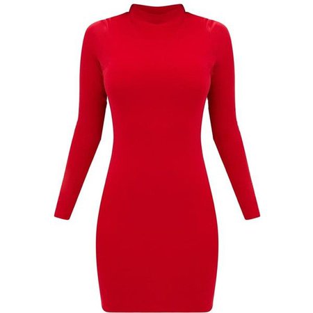 Red Long Sleeve Bodycon Dress