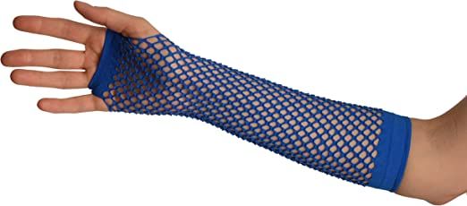 Blue Fishnet Mesh Net Fingerless