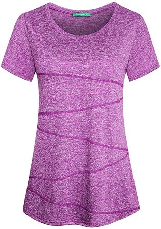 Kimmery Women's Short Sleeve Yoga Tops Activewear Running Workout T-Shirt at Amazon Women’s Clothing store