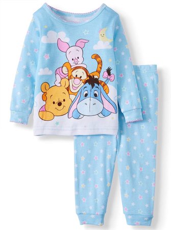 Winnie The Pooh Baby Girls’ Cotton Tight Fit Pajamas, 2-Piece Set