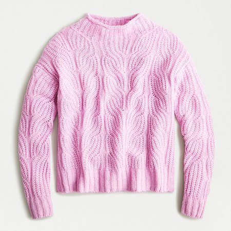 J.Crew: Pointelle Cable Sweater pink