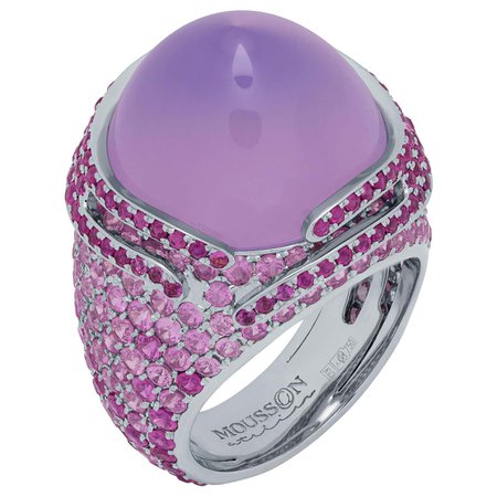 Mousson Atelier Lavender Quartz 25.63 Carat Pink Sapphires 18 Karat White Gold Fuji Ring