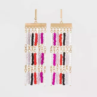 Gold With Seed Bead Drops Statement Earrings - A New Day™ : Target