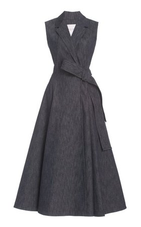 Belted Stretch-Denim Midi Wrap Dress By Carolina Herrera | Moda Operandi