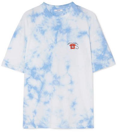 Ginsbourg Verbena Embroidered Tie-dyed Cotton-jersey T-shirt - Light blue