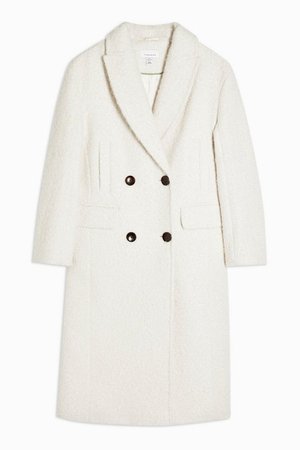 Ivory Boucle Double Breasted Coat | Topshop