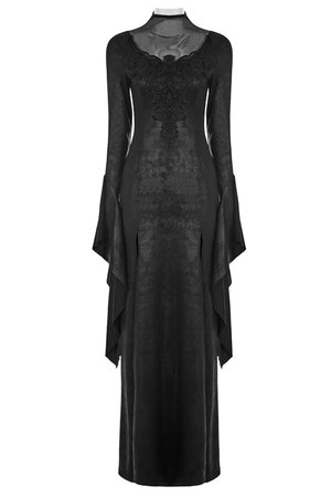 Moonspell Long Black Gothic Dress by Punk Rave | Ladies