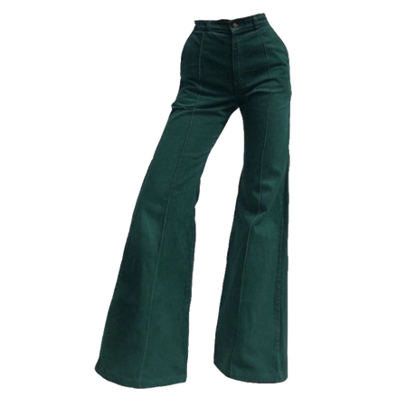 green flare pants