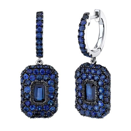 BLUE SAPPHIRE PAVE BAGUETTE DROP EARRINGS – SHAY JEWELRY