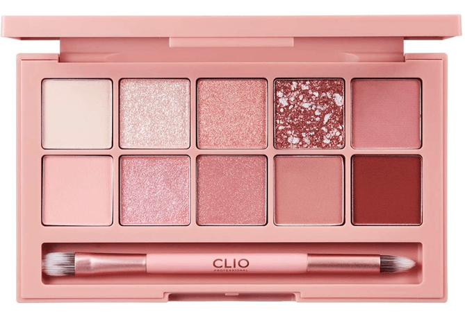 CLIO Pro Eye Shadow Palette | Matte, Shimmer, Glitter, Pearls, Highly Pigments, Long-Wearing | Simply Pink (#01)