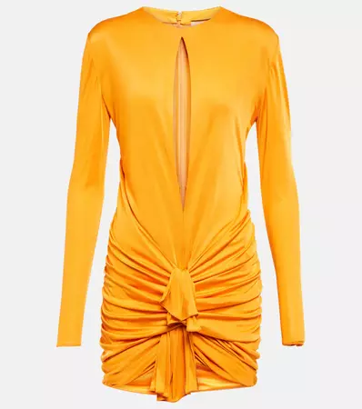 Draped Jersey Minidress in Orange - Saint Laurent | Mytheresa