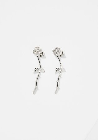 Silver Rose Earrings | Dolls Kill
