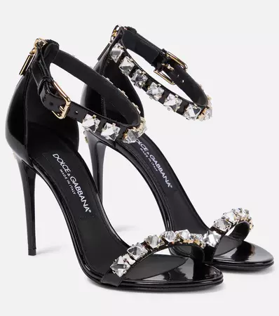 Dolce&Gabbana - Embellished patent leather sandals | Mytheresa