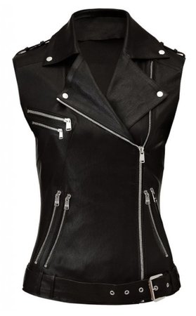 black leather punk vest
