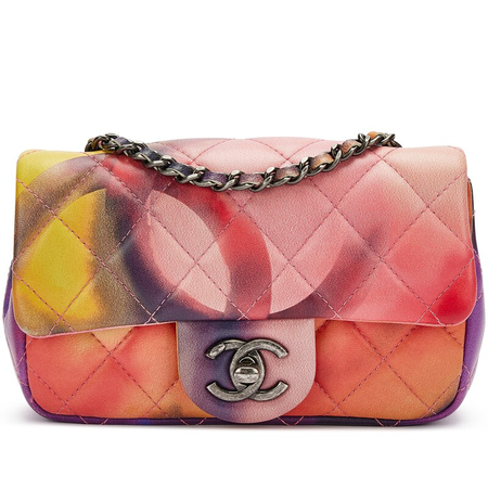 Chanel Pink and Multicolor Lambskin Flower Power Micro Flap Bag Ruthenium Hardware, 2015 $3,355