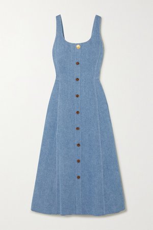 Light blue Denim midi dress | Adam Lippes | NET-A-PORTER