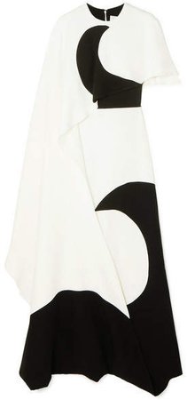 Layered Printed Silk-jersey Gown - Ivory