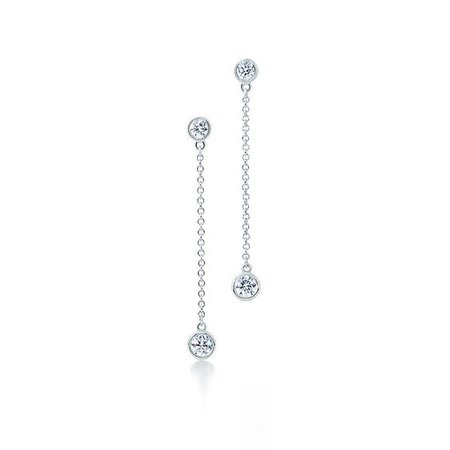 Elsa Peretti™ Diamonds by the Yard™ drop earrings in platinum. | Tiffany & Co.