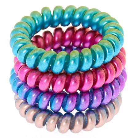 Claire's Club Anodized Spiral Hair Ties - 4 Pack | Claire's US
