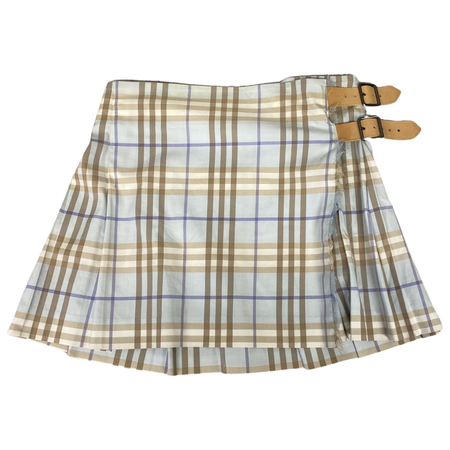 BURBERRY Pleated Mini Skirt With Frayed Details And Leather Straps [UK – outrare