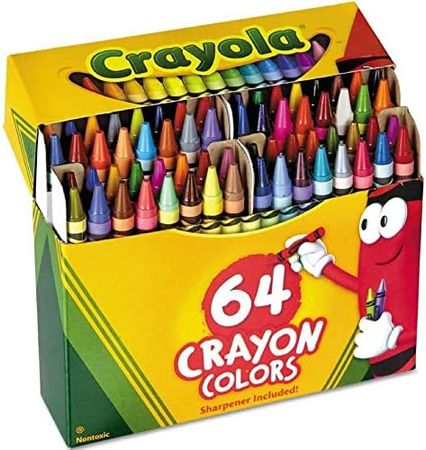 Amazon.com: 64 Crayons Per Box, Classic Colors, Built In Sharpener, Crayons For Kids, School Crayons, Assorted Colors - 64 Crayons Per Box - 1 Box : Toys & Games