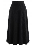 Embossed Mesh Flare Midi Skirt in Brown - Retro, Indie and Unique Fashion
