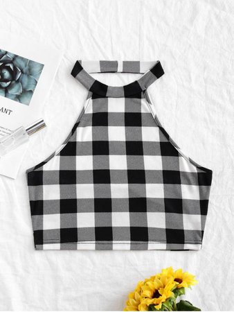 Checked Backless Crop Tank Top | ZAFUL