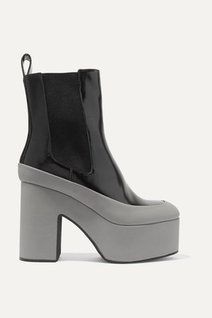 Dries Van Noten | Rubber-trimmed glossed-leather platform ankle boots | NET-A-PORTER.COM