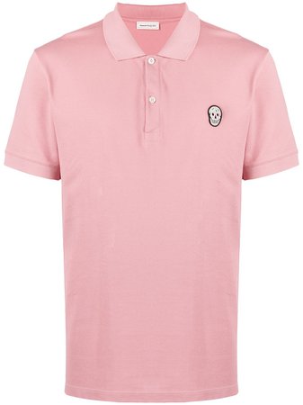 Alexander McQueen skull patch polo T-shirt pink 622106QQX33 - Farfetch