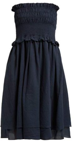 Loup Charmant - Corolla Shirred Cotton Dress - Womens - Navy