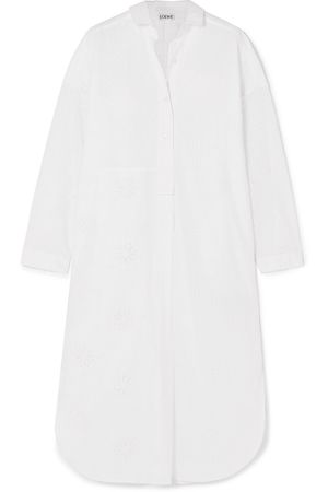 Loewe | Broderie anglaise cotton and linen midi dress | NET-A-PORTER.COM