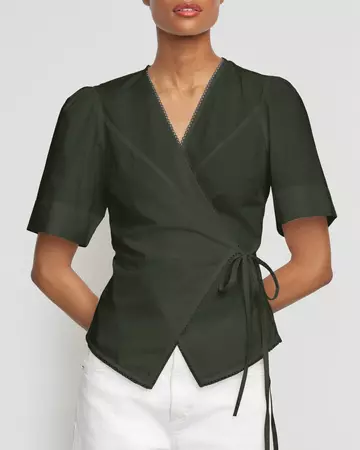 Chidi Structured Short-Sleeve Wrap Blouse