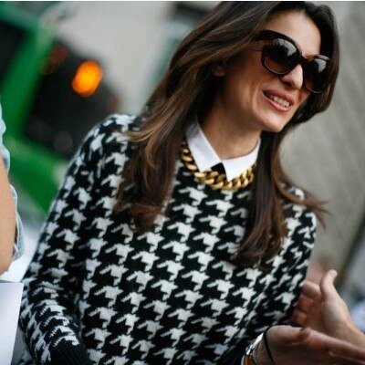 Leila-Yavary-Street-Style-Milan-Fashion-Week-Spring-2014-Vintage-Classic-houndstooth-100-wool-pullover-Sweater.jpg (400×400)