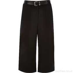 Black belted culotte trousers Woven Wide leg shape Belt with double pin buckle women s culottes 683041.jpg (250×250)