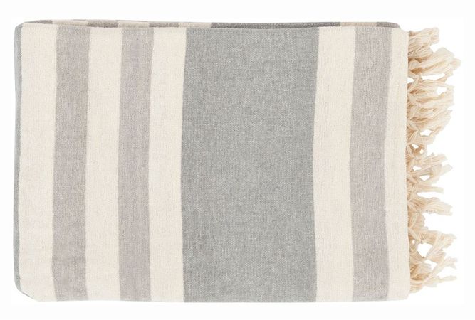 Accent Throw-Dermot Silver Striped | Living Spaces