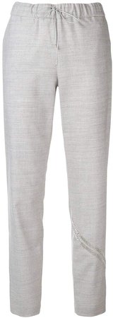 bead embellished tapered trousers