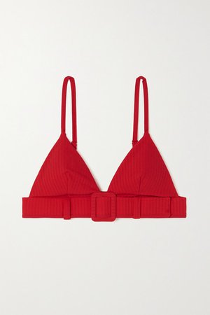 Net Sustain Sabine Belted Seersucker Bikini Top - Red