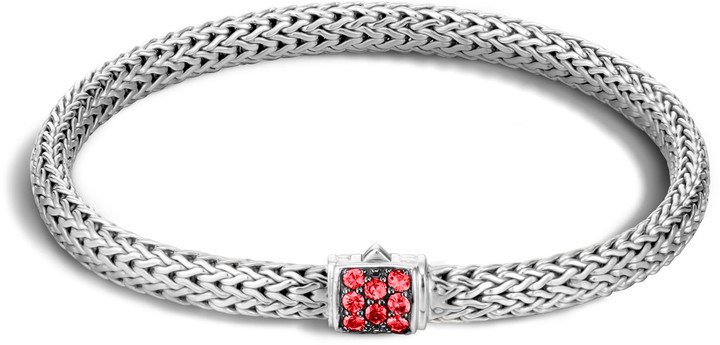 Extra Small Classic Chain Bracelet with Red Sapphire