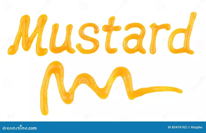 The Word Mustard Written Using Yellow Ketchup Stock Photo - Image of ketchup, appellation: 85476762