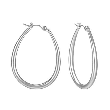 Gold Hoop Earrings, 1.5" Oval Tube Hoop Earrings for Women Costume Jewelry (Silver): Clothing