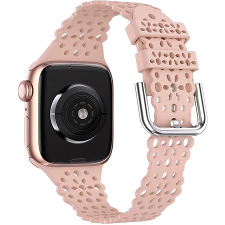 TOYOUTHS Compatible with Apple Watch Band Women 38mm 40mm 41mm Soft Stretchy Silicone Lace Flower Cut-Outs Scalloped Breathable Waterproof Sweatproof Band for iWatch Series 7 6 5 4 3 2 1 SE - Walmart.com