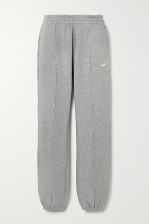 Gray Embroidered cotton-blend jersey track pants | Nike | NET-A-PORTER