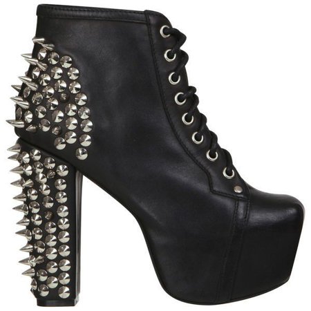 Black Spiked & Studded Lita Boot Heels