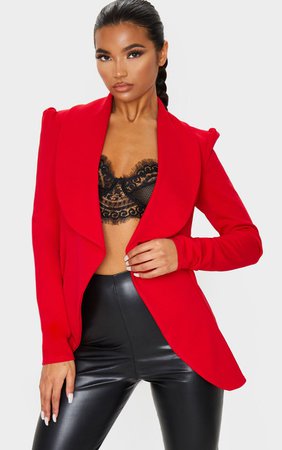 Red Waterfall Blazer | Coats & Jackets | PrettyLittleThing
