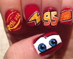 Disney Pixar cars lightning McQueen nails
