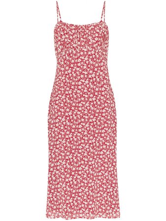 Shop red & white Reformation Arie floral-print midi dress with Afterpay - Farfetch Australia